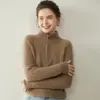 Suéter de Cachemira para Mujer, Cuello Alto con Media Cremallera, Corte Holgado, Nuevo Tejido de Lana Otoño e Invierno, Top Grueso de Capa Base