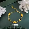 Chegada Nova 2024 Cor Dourada Galho de Flor Cabaceira Vazada Pulseira Ouro de Areia Joias Antigas Luxo Leve Pulseira de Moda de Alta Qualidade
