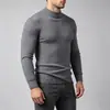 Suéter de Punto Cruz Europeo para Hombre Cuello Semi Alto Color Sólido Elástico Capa Base En Stock Suéter de Punto Jacquard Hombre