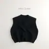 Outro Colete Tricot V-Neck Estilo Coreano Retrô Novo Suéter Tricot para Meninos e Meninas, Colete Tricot Estilo Infantil