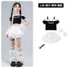 Conjunto de vestuario de jazz para niñas, conjunto de disfraz de baile crop top sin hombros, elegante y moderno para actuaciones callejeras y espectáculos de jazz