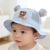 Chapéu de Pescador de Verão Infantil Fofo com Orelhas de Urso, Proteção Solar, Chapéu Bucket de Malha Respirável, Chapéu de Viagem para Meninos e Meninas