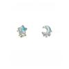 Pendientes pequeños y exquisitos de estilo Mori con forma de luna y estrella azul fresca, combinables con todo, 2024, nuevos pendientes asimétricos de piedra blanca perla.