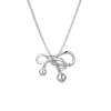 Collar de Plata de Ley 925 con Cinta de Lazo Estilo Ins Simple Colgante de Corazón Femenino Cadena Versátil de Clavícula para Verano Venta al por Mayor