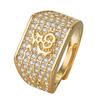 Múltiples Anillos de Lujo con Diamantes Microincrustados y Grabados, Incluyendo Anillos con los Caracteres 'Fortuna' y 'Riqueza'. Anillos Abiertos Creativos, Audaces y Lujosos