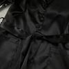 Pijama de Satín Negro con Plumas Otoño e Invierno 2026 Europeo y Americano Juego de Dos Piezas, Cómodo, Suave y Agradable para la Piel Ropa de Casa para Mujer Venta al por Mayor