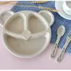 Prato Dividido em Formato de Urso de Desenho Animado Conjunto Criativo de Louças Domésticas Prato de Jantar Infantil Prato de Café da Manhã Prato Dividido para Refeição de Bebê