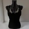 Chaleco Sexy de Tirantes con Cuello en U Decorativo Gótico Nuevo Europeo y Americano Top de Moda Negro Delgado