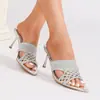 Sandalias de Tacón Alto Tejidas de Moda Punta Abierta Tacón de Aguja Primavera Nuevo Diseño Hueco de Nicho Zapatos de Tacón Alto de Aguja para Mujer