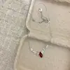 Collar Cruzado, Cadena para Clavícula de Cristal Rojo Estilo Nicho de Alta Gama