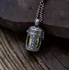 Plata de Ley S925 Incrustada en Cobre Carácter de la Fortuna Caja Ga Wu Colgante Personalizado Caja de Saquito Rueda de Oración Protectora Colgante de Collar Venta al por Mayor