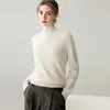 Suéter 100% Caxemira Pura para Mulheres, Cor Sólida, Gola Meia-Alta Simples, Novo Estilo Outono e Inverno 2025, Pulôver de Caxemira Soltinho, Macio e Suave