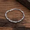 Pulseira de Prata de Lei S925 com Padrão de Paz para Homens, Estilo Tendência Nacional para Homens e Mulheres, Modelo de Casal, Tecelagem Artesanal, Pulseira Personalizada de Nicho