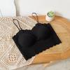 Renda Ice Silk Camisola Verão Sem Costura Bonita Cruz Traseira Oco Interior Vestindo Exterior Vestindo Coleta Sem Alças Camisola Top para Mulheres