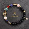 Pulsera Artesanal de 12 Constelaciones para Hombres y Mujeres, Parejas Mismo Estilo, Pulsera de Piedra Natural, Xiyin temu, Verano, Venta al por Mayor