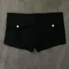 Cinturón de Metal con Hebilla para Mujer de Tiro Bajo Ultra Cortos con Tachuelas Ajustado Estilo Hot Girl Shorts Negros Bodycon Transfronterizo Ins