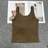 719 Chaleco de Algodón Puro con Cuello Cuadrado para Niña con Cinturón de Mujer Almohadilla para el Pecho Chica Picante Color Sólido Combinable Top Chaleco Básico en Forma de I
