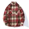 Camisa de Manga Larga a Cuadros Retro Transfronteriza para Hombre, Holgada, Moda Coreana, Casual, Nueva para Primavera y Otoño, Camisa con Cuello Atractiva para Hombre