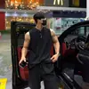 Conjunto de dos piezas de verano Chaleco de seda de hielo Traje rápido de fitness Estilo coreano Sin mangas Holgado Camiseta de manga corta Pantalones deportivos para hombre