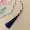 Guanshan Yue 12CM Borla Trébol de Cuatro Hojas Fu Zi Suzi Turquesa Imitación Abanico Colgante para Oreja Hanfu Cheongsam Bolsita Joyería