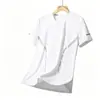 Camiseta de Malla de Manga Corta para Hombre en Stock, Deportiva de Secado Rápido, Ultradelgada, Corte Holgado, Cuello Redondo, Manga Media, Camiseta de Seda Hielo para Comercio Transfronterizo