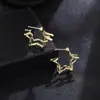 Brincos de Estrela de Cinco Pontas Dupla Camada com Textura Personalizada Agulha de Prata Feminino Luxo Leve Alto Padrão Estilo Metal Moda Elegante Joia de Orelha Elegante