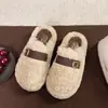 Pantuflas de Algodón Cálido con Suela Gruesa, Punta Cerrada, para Mujer 2026 Invierno Nuevas Versátiles de Moda Casual Ligeras de Piel
