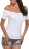 2025 Europeo y Americano Amazon Verano Slim-fit Manga Corta Mujer Hombro Camiseta Top Cuello de Manga Corta de Moda