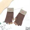 Guantes Cálidos Estilo Coreano para Invierno, Engrosados para Ciclismo, Separados por Dedos, a Prueba de Frío, Felpa de Cristal de Terciopelo para Pantalla Táctil, Lindos para Mujer Estilo Nuevo
