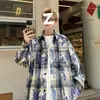 Camisa de cuadros tie-dye color verde aguacate, atuendo de primavera para hombre, manga larga, estilo vintage, perfecta para usar en capas como prenda exterior para parejas