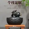 Ornamentos de cerâmica com água corrente circulando para mesa de escritório mesa de chá decorações de abertura de fortuna fonte chinesa dispositivo de água corrente cem fortunas