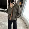 ¡Chic coreano! Cortavientos con bloques de color, con capucha, chaqueta corta, corte holgado, versátil, perfecto para figuras petite, prenda de abrigo casual para mujer