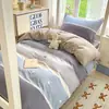 Temporada de regreso a clases juego de ropa de cama de seis piezas de algodón puro para dormitorio, juego de tres piezas, sábana 100% algodón, funda de edredón, protector de colchón