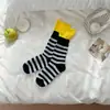 Meias de Camada Dupla Listradas Dopamina de Nicho Meias de Cano Alto Empilhadas com Cor Contrastante Meias Empilhadas de Cano Alto Meias Coloridas de Algodão Colorblock Versáteis e Modernas