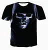 Camiseta verão respirável manga curta 2025 comércio exterior quente transfronteiriço nova máquina de impressão digital 3D caveira