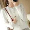 Cardigan de Lã Pura 100% Corte Australiano Novo 2026 para Mulheres, Gola Redonda Curta, Caimento Solto, Suéter Versátil, Tricô de Caxemira