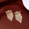 Brincos de Franja com Zircônia e Agulha de Prata Galvanizada em Ouro 14K Brincos de Moda Personalizados Europeus e Americanos Brincos de Luxo Acessível de Alta Qualidade para Mulheres