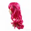 Descendants 5 País de las Maravillas Oscuras Cabello Largo Rizado Rosa Peluca de Cosplay Seda de Alta Temperatura Estilo Semirecogido Anime Infantil Halloween Peinado