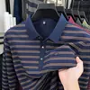 Nueva Camisa Polo de Manga Larga con Estampado de Rayas Versátil de Moda para Hombre de Primavera y Otoño Cuello Solapa Casual de Negocios Hombre