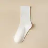 Meias Femininas Primavera e Outono Quatro Estações Meia de Cano Médio Cor Sólida Desodorante Absorvente de Suor Meias de Aconchego Estilo Japonês Ins Venda por Atacado
