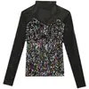 Camisa Base Gola Alta Meia-altura Feminina Inverno Novo Europeu Indústria Pesada Lantejoula Malha Emagrecedora Sexy Camisa Top de Manga Comprida Tendência