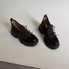 2026 Nuevos Zapatos Casuales de Estilo Retro Francés Versátiles de Punta Redonda con Suela Gruesa y Tacón Grueso Estilo Británico Mocasines con Lazo