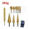 Broca Escalonada Titanio Hexagonal Recta 3-12/4-12/4-20/4-32mm Broca Pagoda Juego de Accesorios para Herramienta de Taladro