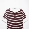 Comercio Exterior Transfronterizo 2026 Primavera Nuevo Estilo Europeo y Americano Moda Femenina Casual Rayas Patchwork Cuello Polo Top 5029