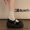 Sapatos Femininos Mary Jane com Salto Escondido e Laço 2026 Novo Outono Sapatilhas Estilo Francês Sapatos Pequenos de Couro para Saias
