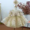 Vestido de actuación de lentejuelas nuevo de alta gama para niñas, perfecto para el primer cumpleaños de un bebé o la fiesta de cumpleaños de una niña de diez años, con un diseño elegante y voluminoso