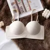 Sujetador Push-Up Pecho Pequeño Envolvente con Caramelo en Forma de Corazón, Media Taza Sin Costuras Estilo Fresco, Sujetador Transpirable Grueso Antideslizante