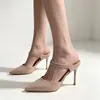 Sandalias de verano para mujer con punta abierta y pedrería, de moda, nuevo estilo 2026, elegantes mules de estilo francés con tacones finos y altos