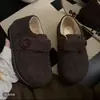 Zapatos Mary Jane Retro con Estampado de Leopardo Peludos para Mujer Invierno Forrados de Felpa Otoño Nuevo 2025 Versátiles Cálidos Suela Suave Zapatos de Botón