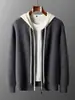 Suéter con Capucha de Cachemir con Puntada Yuanbao 26 para Hombre, Cárdigan Grueso con Cremallera, Sudadera con Capucha Deportiva Casual Color Block, Directo del Fabricante